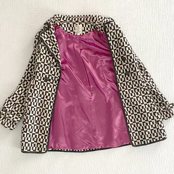 Tulle Checked Black and White Coat (Sz. L) - Picture 4 of 11